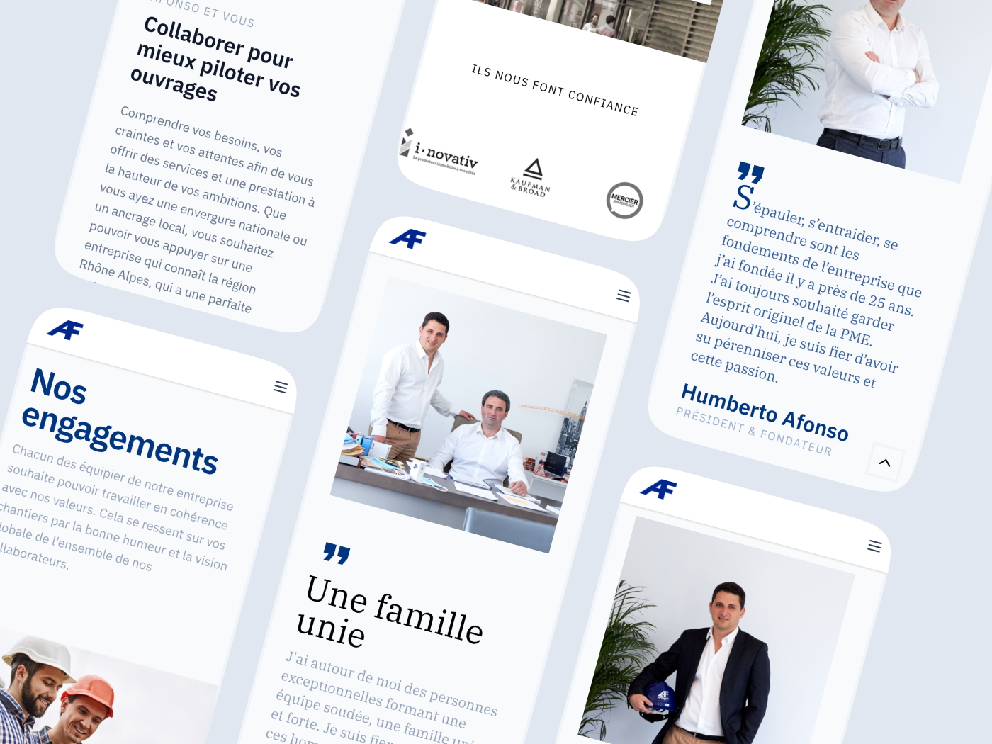 Visuels interface entreprise Afonso - site web réalisé par Eloken - Agence web Paris