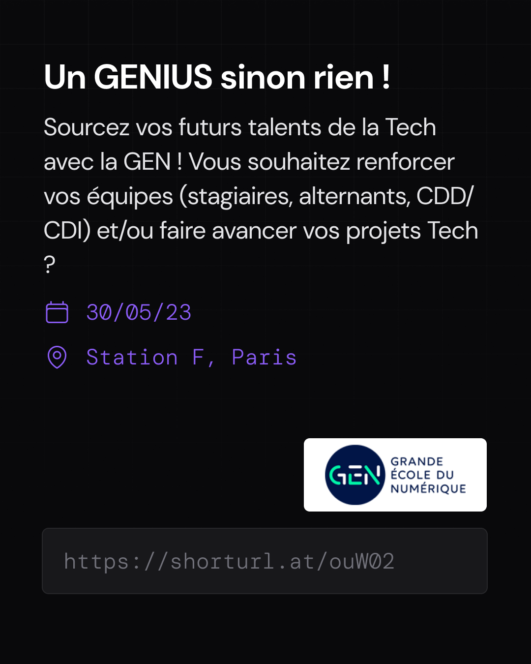 Un Genius Sinon rien : Agenda startup dans 