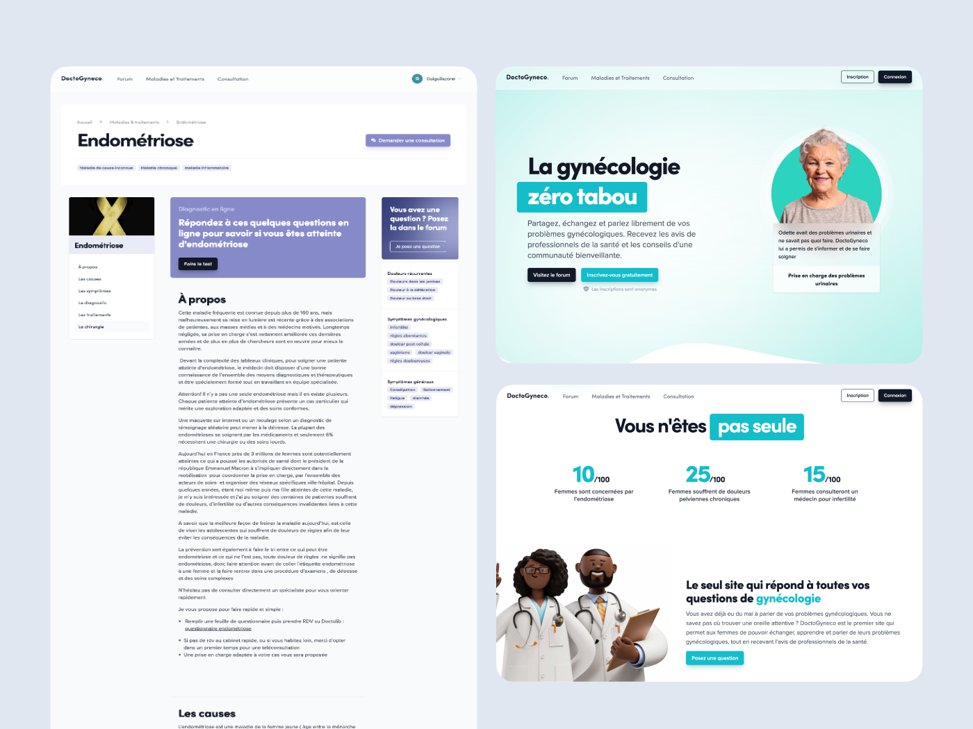 Visuel interface doctogynéco - Site réalisé par Eloken - Agence web francaise