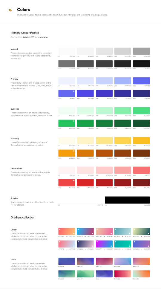 Listes de couleurs dans un design System en 2023.