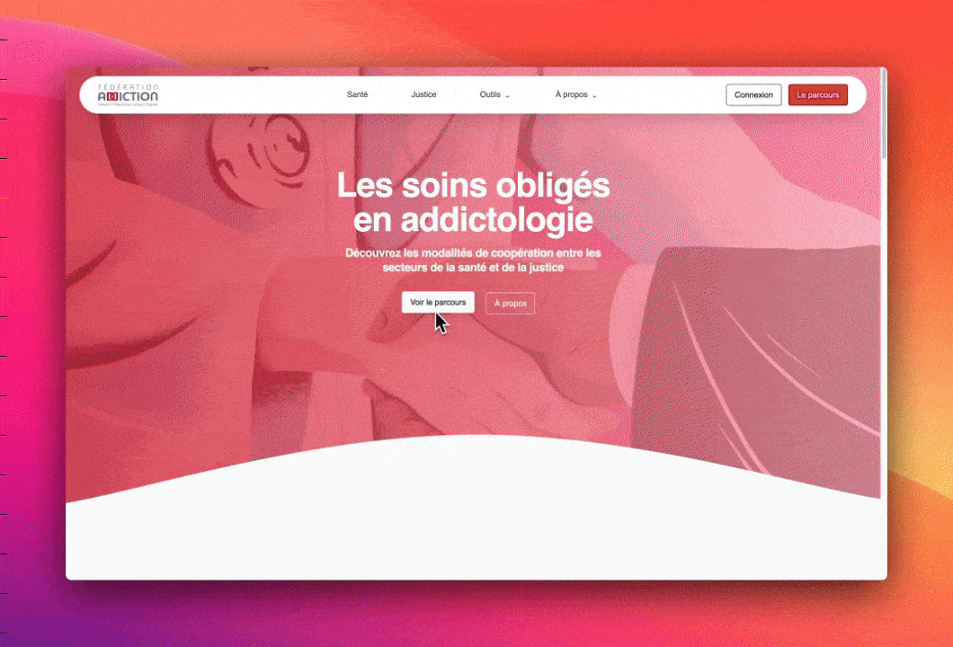 déroulé parcours site santé justice - ministeres santé et justice - Développé par Eloken